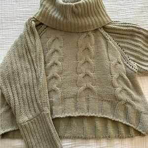 moon & madison Sage Green Knit Cowl Neck Sweater